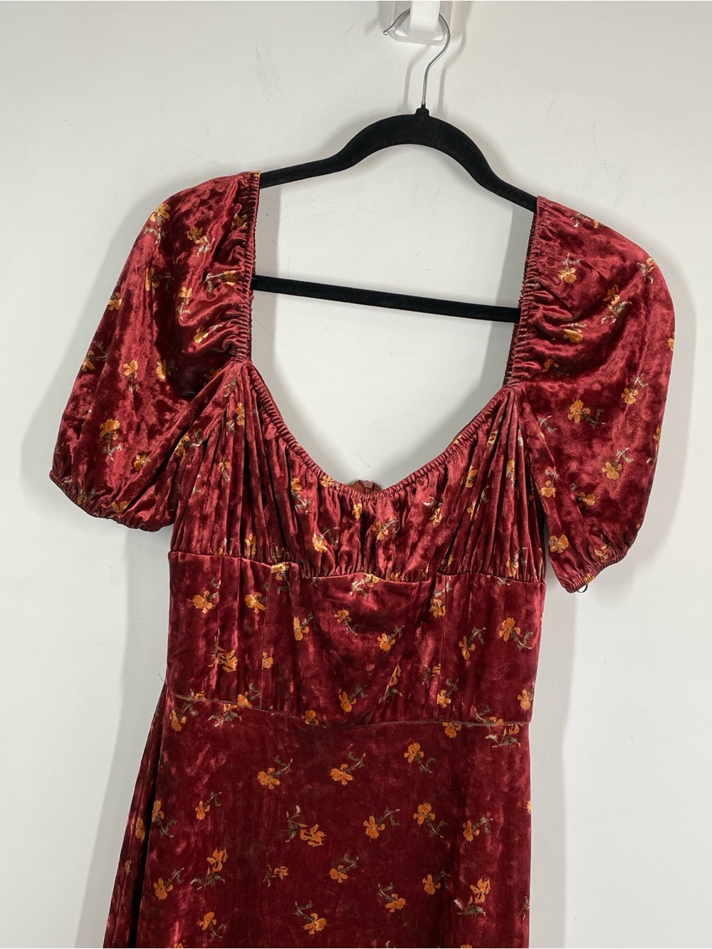 Lait Collection Velvet Floral Maxi Dress Cottagecore Whimsigoth Romantic Large - Picture 3 of 16